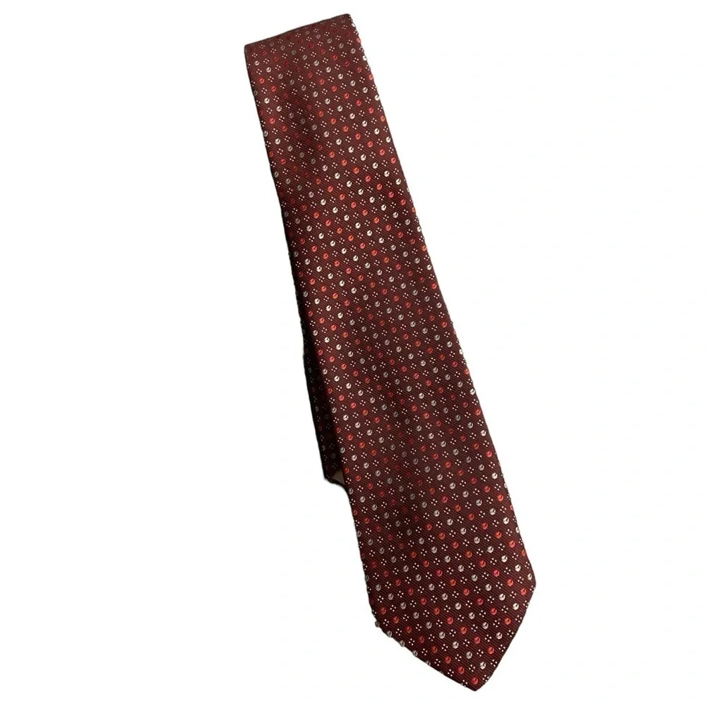 Christian Dior Burgundy Cream Dot Tie